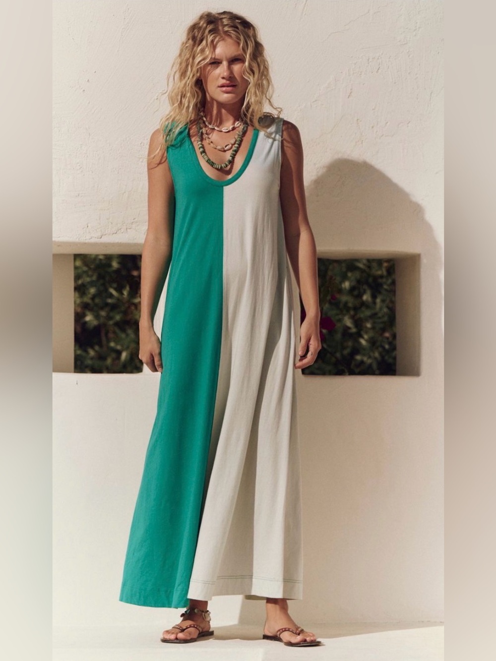 Free People  Free-est Shea Midi Dress in Vivid Green Combo, size L, NWT
